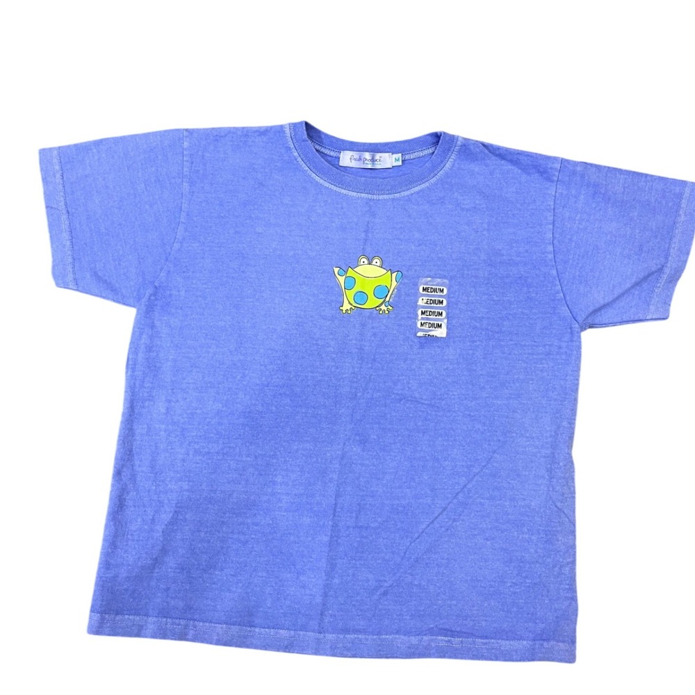 NEW Vintage Fresh Produce‎ Kids T Shirt Medium Blue Frog Graphic Tee Cotton